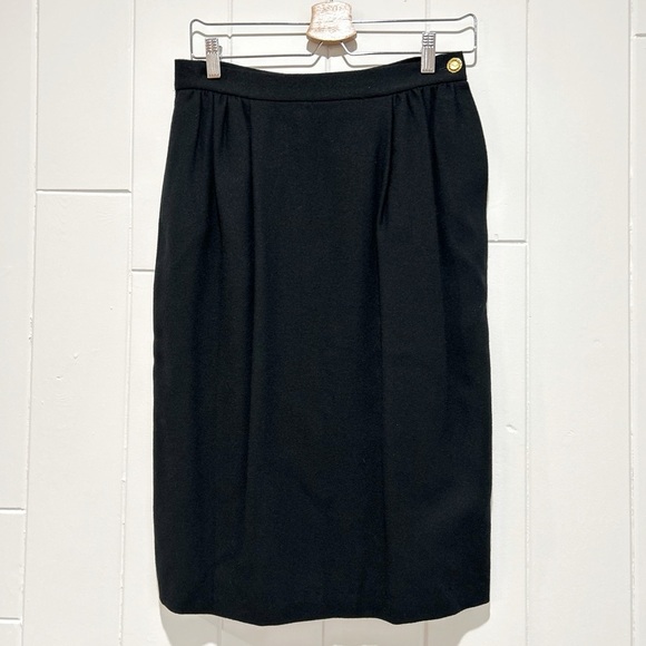 Vintage Ports International Pure Wool High Waist Midi Pencil Skirt - Picture 2 of 6